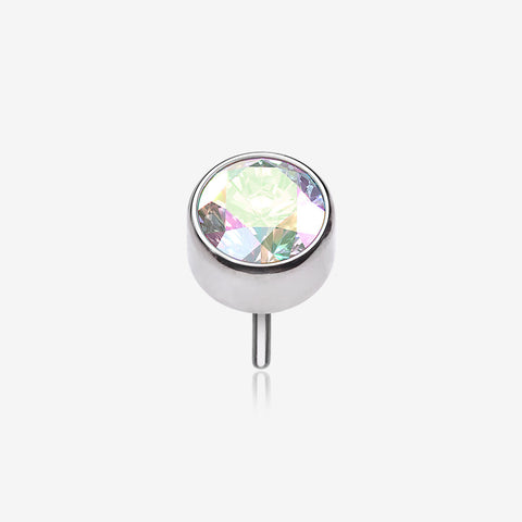 Implant Grade Titanium OneFit Threadless Bezel Round Gem Sparkle Top Part-Aurora Borealis