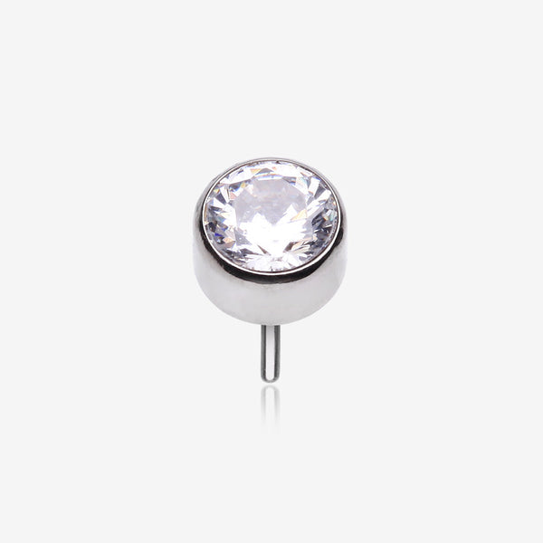 Implant Grade Titanium OneFit Threadless Bezel Round Gem Sparkle Top Part-Clear Gem