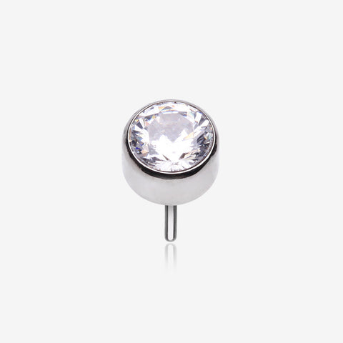 Implant Grade Titanium OneFit Threadless Bezel Round Gem Sparkle Top Part-Clear Gem