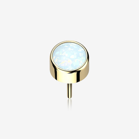 Implant Grade Titanium OneFit Threadless Bezel Round Fire Opal Sparkle Top Part-White Opal