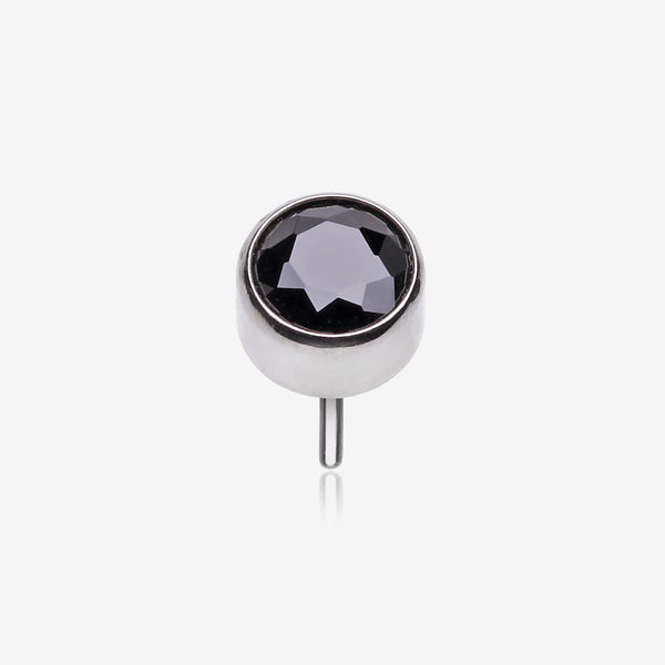 Implant Grade Titanium OneFit Threadless Bezel Round Gem Sparkle Top Part-Black