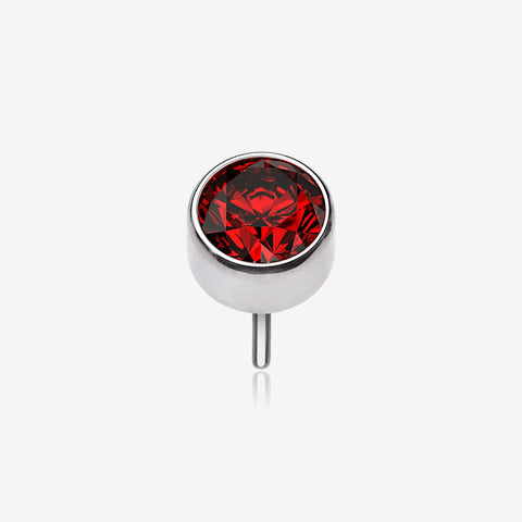 Implant Grade Titanium OneFit Threadless Bezel Round Gem Sparkle Top Part-Red