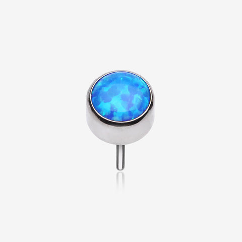 Implant Grade Titanium OneFit Threadless Bezel Round Fire Opal Sparkle Top Part-Blue Opal