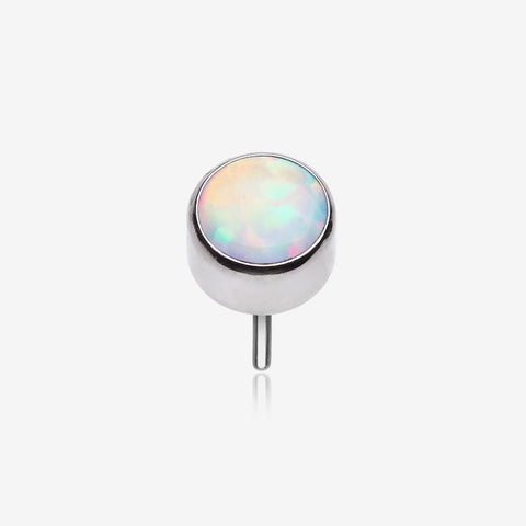 Implant Grade Titanium OneFit Threadless Bezel Round Fire Opal Sparkle Top Part-White Opal