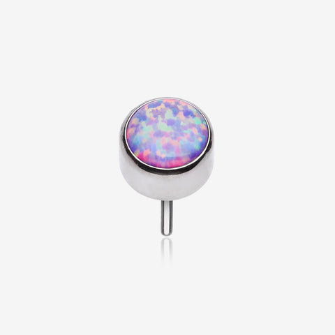 Implant Grade Titanium OneFit Threadless Bezel Round Fire Opal Sparkle Top Part-Purple Opal