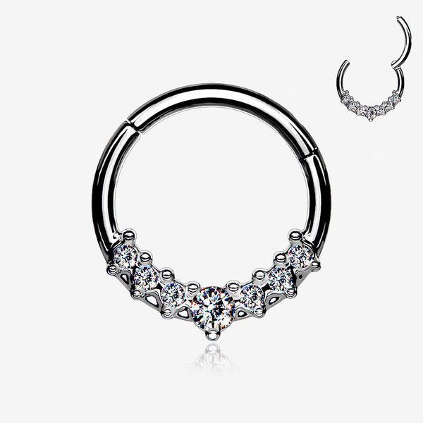 Sparkle Princess Journey Seamless Clicker Hoop Ring-Clear Gem