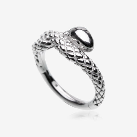 Slithering Snake Steel Seamless Clicker Hoop Ring