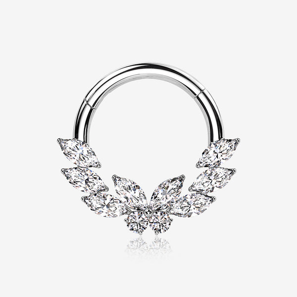 Butterfly Goddess Sparkle Clicker Hoop Ring-Clear Gem