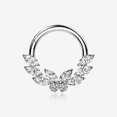 Butterfly Goddess Sparkle Clicker Hoop Ring-Clear Gem