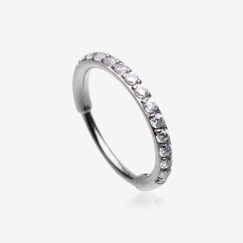 Brilliant Sparkle Gems Lined Clicker Hoop Ring-Clear Gem