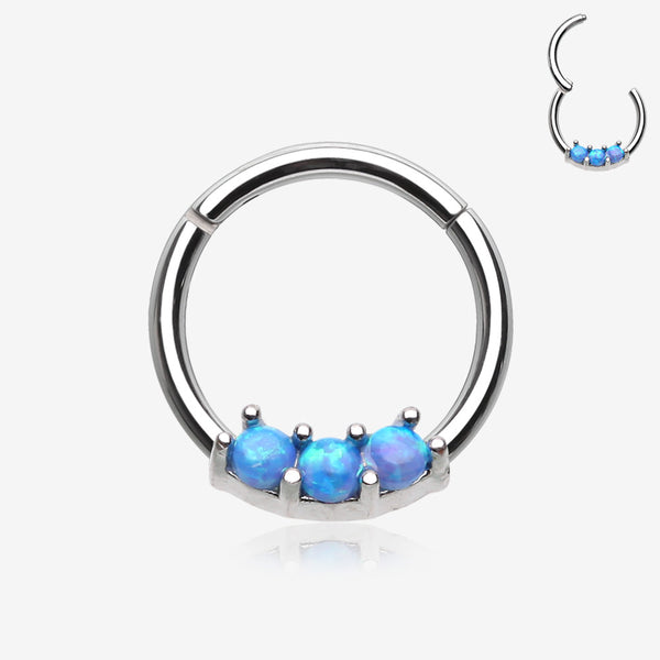 Glistening Fire Opal Sparkle Seamless Clicker Ring-Blue