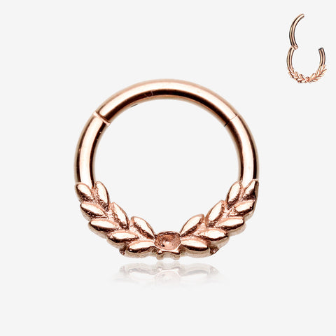 Rose Gold Laurel Wreath Seamless Clicker Hoop Ring