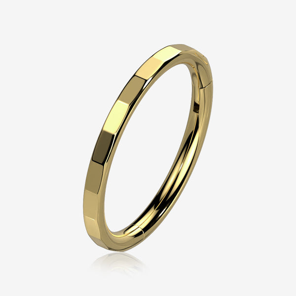 Implant Grade Titanium Golden Rigid Rectangle Faceted Clicker Hoop Ring