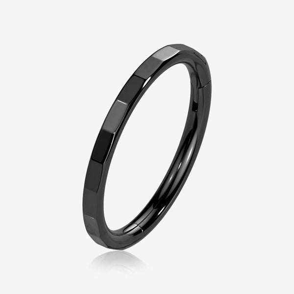 Implant Grade Titanium Blackline Rigid Rectangle Faceted Clicker Hoop Ring