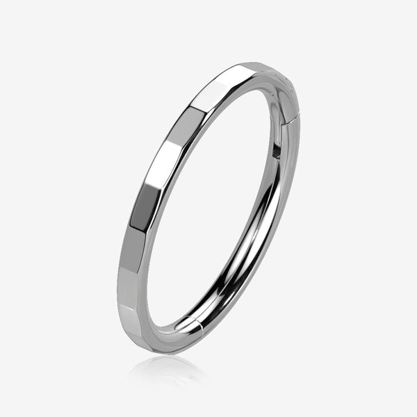 Implant Grade Titanium Rigid Rectangle Faceted Clicker Hoop Ring