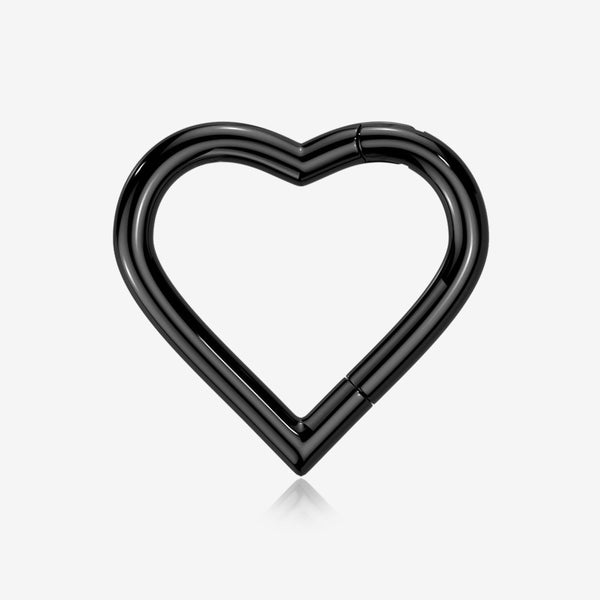 Implant Grade Titanium Blackline Heart Basic Geometric Clicker Hoop Ring