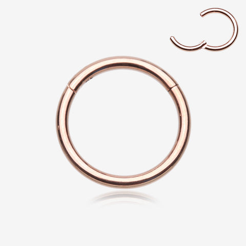 Implant Grade Titanium PVD Rose Gold Basic Seamless Hinged Clicker Hoop Ring