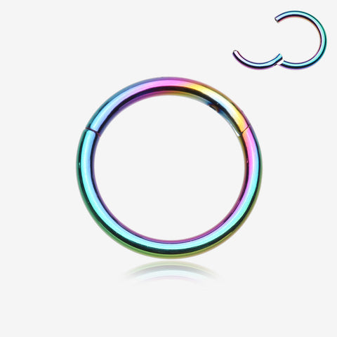 Implant Grade Titanium PVD Colorline Basic Seamless Hinged Clicker Hoop Ring-Rainbow