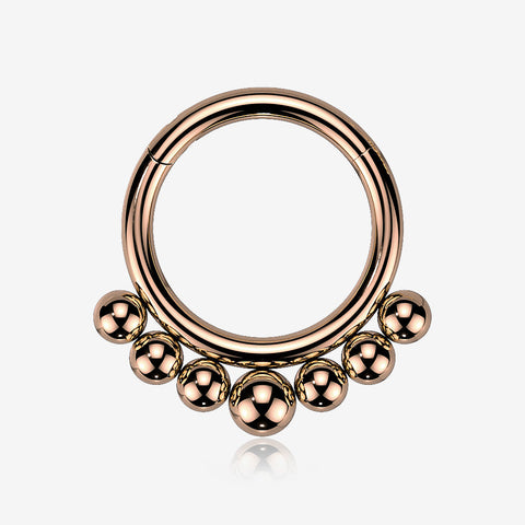 Implant Grade Titanium Rose Gold Bali Beads Clicker Hoop Ring