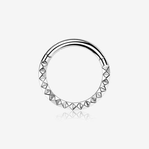 Implant Grade Titanium Pyramid Front Geometric Seamless Clicker Hoop Ring