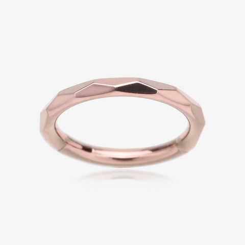 Implant Grade Titanium Rose Gold Diamond Cut Faceted Seamless Clicker Hoop Ring