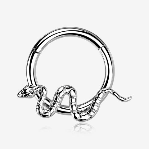 Implant Grade Titanium Snake Swiggle Clicker Hoop Ring