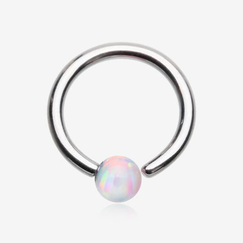 Fire Opal Basic Bendable Twist Hoop Ring-White