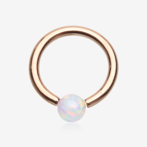 Rose Gold Fire Opal Basic Bendable Twist Hoop Ring-White