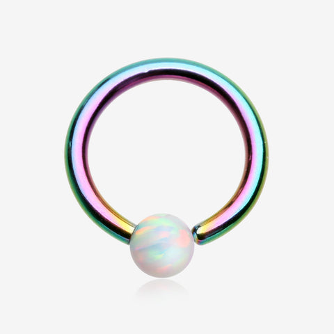 Colorline Fire Opal Basic Bendable Twist Hoop Ring-White