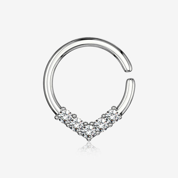 Brilliant Sparkle Chevron Bendable Hoop Ring-Clear Gem