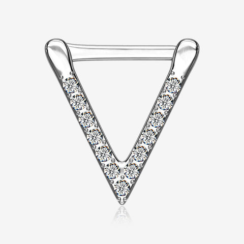 Urban Chevron Arrow Geometric Triangle Multi-Gem Clicker Hoop Ring-Clear Gem