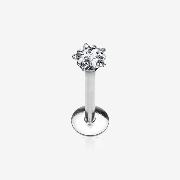 Implant Grade Titanium Star Gem Prong Set Top Internally Threaded Labret-Clear Gem