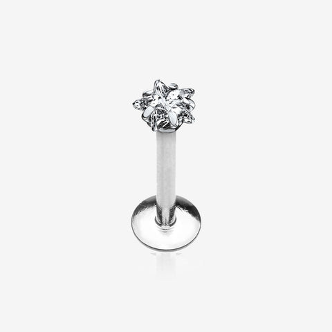 Implant Grade Titanium Star Gem Prong Set Top Internally Threaded Labret-Clear Gem