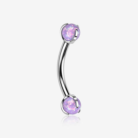 Implant Grade Titanium Fire Opal Ball Claw Prong Set Internally Threaded Curved Barbell-Purple Opal