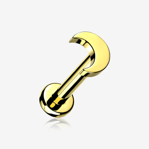 Implant Grade Titanium Golden Crescent Moon Top Internally Threaded Flat Back Stud Labret