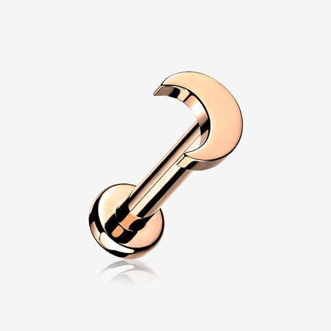 Implant Grade Titanium Rose Gold Crescent Moon Top Internally Threaded Flat Back Stud Labret