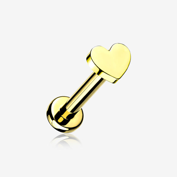 Implant Grade Titanium Golden Heart Top Internally Threaded Flat Back Stud Labret