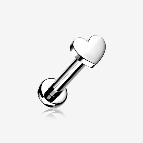 Implant Grade Titanium Heart Top Internally Threaded Flat Back Stud Labret