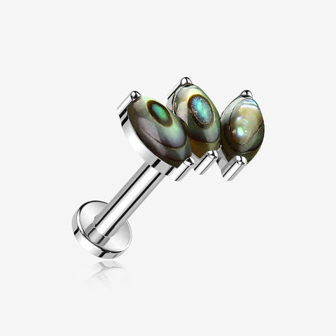 Implant Grade Titanium Triple Marquise Abalone Shell Internally Threaded Labret