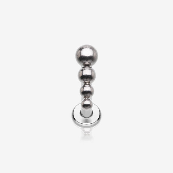 Implant Grade Titanium Cascading Beaded Ball Top Internally Threaded Labret Flat Back Stud