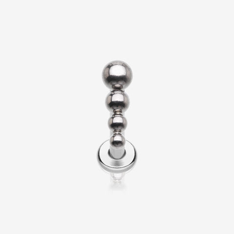 Implant Grade Titanium Cascading Beaded Ball Top Internally Threaded Labret Flat Back Stud