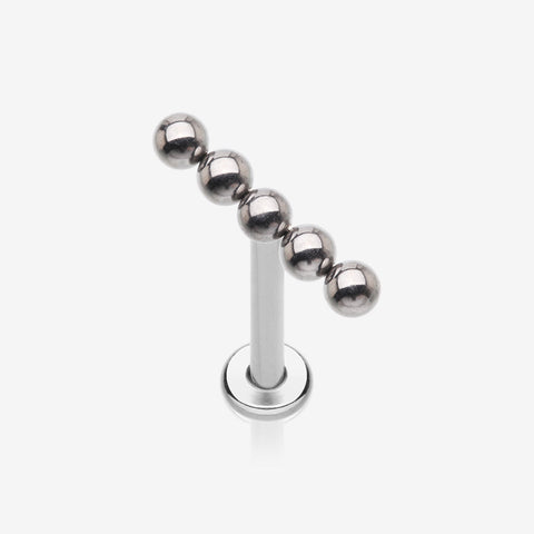 Implant Grade Titanium Straight Beaded Ball Top Internally Threaded Labret Flat Back Stud