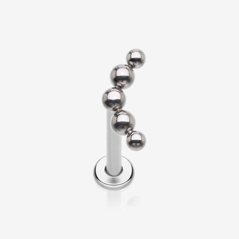 Implant Grade Titanium Crescent Curve Beaded Ball Top Internally Threaded Labret Flat Back Stud