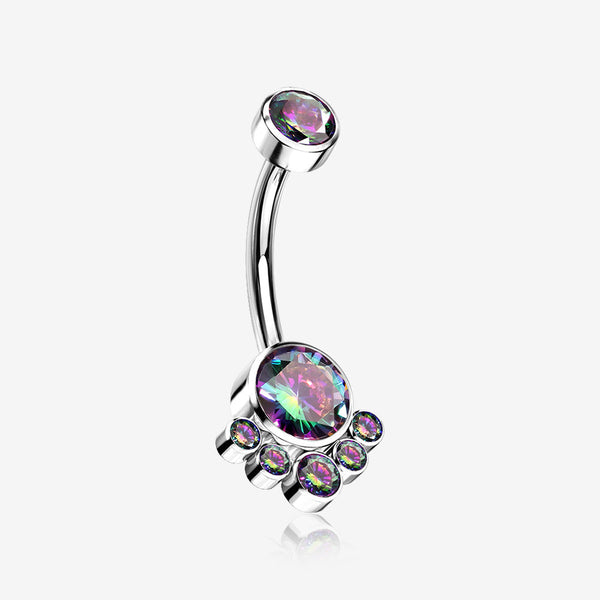 Implant Grade Titanium Royal Bali Sparkle Internally Threaded Belly Button Ring-Vitrail Medium