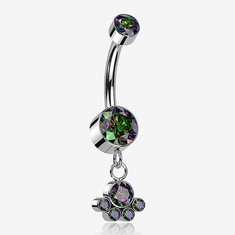 Implant Grade Titanium Sparkle Dangle Array Internally Threaded Belly Ring-Vitrail Medium