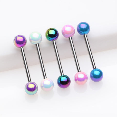 5 Pcs Pack of Assorted Color Iridescent Metallic Coated Steel Barbells