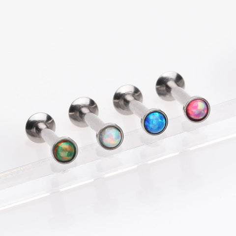 4 Pcs Pack of Fire Opal Bezel Set Internally Threaded Labrets