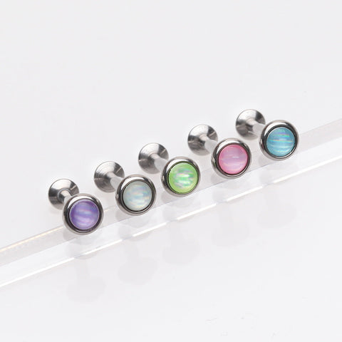 5 Pcs Pack of Iridescent Revo Bezel Set Internally Threaded Labrets