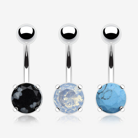 3 Pcs of Assorted Precious Stone Prong Set Belly Button Ring Package