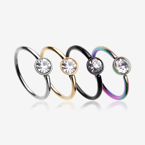 4 Pcs Pack of Assorted Color Plated Press-Fit Gem Bendable Hoop Rings